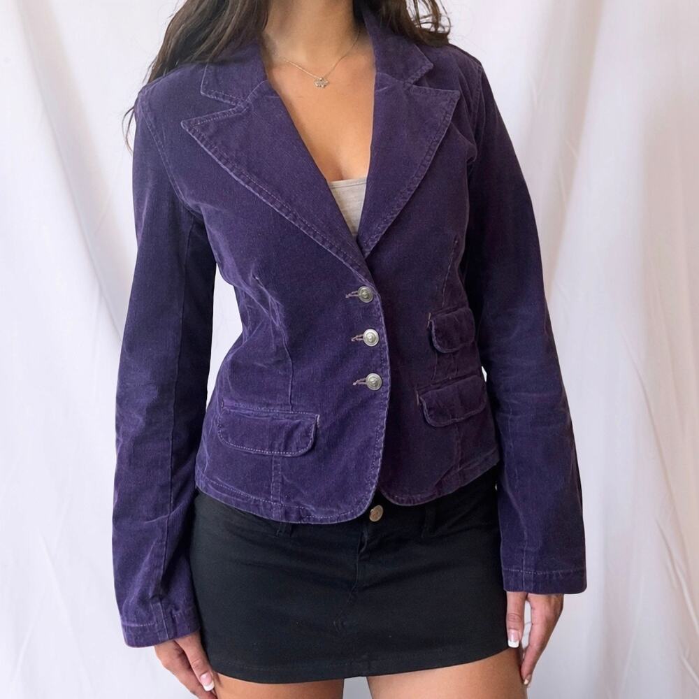 Y2K Calvin Klein Jeans Purple Corduroy Fitted Blazer Size Large